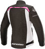 Explorez la veste textile de moto dames Alpinestars Stella T-SPS WP pour une conduite confiante par tous les temps. Avec son style noir-blanc-rose, cette veste allie fonctionnalité et esthétique